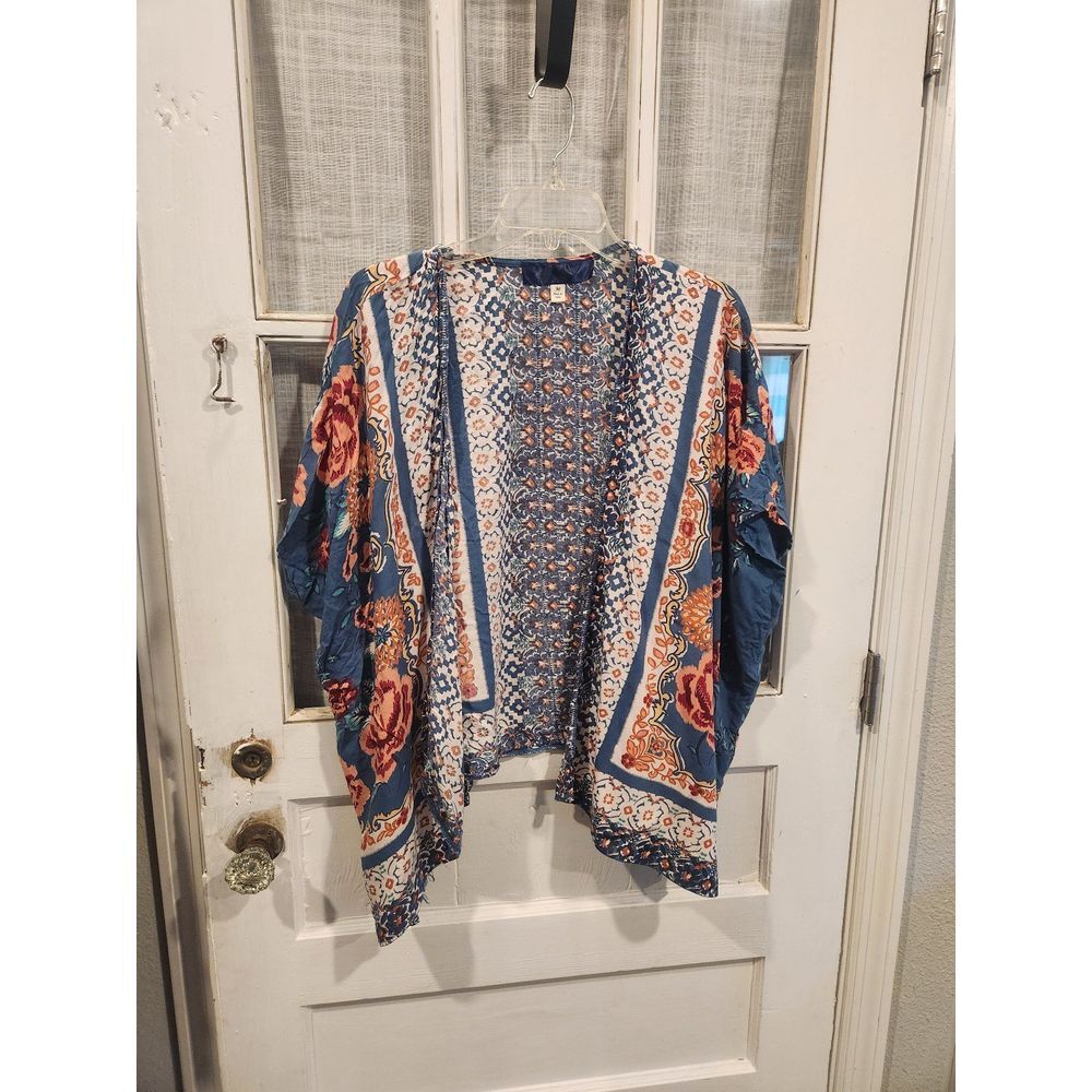 Blue‎ Rain Cardigan Cover-up with Blue and Red Colorarion Women's Size Medium